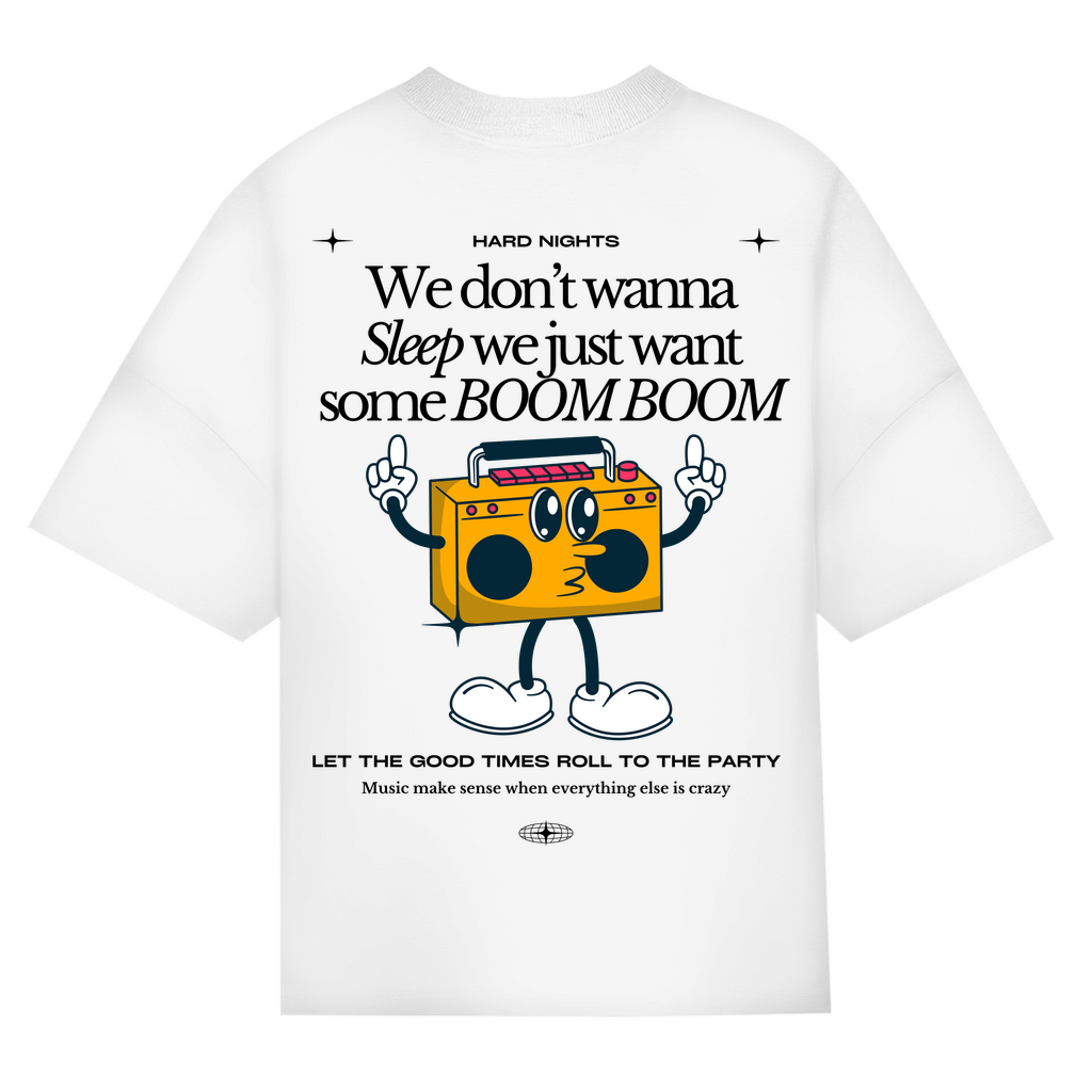 Boom Boom Oversized Shirt aus Bio-Baumwolle, Unisex T-Shirt : White 