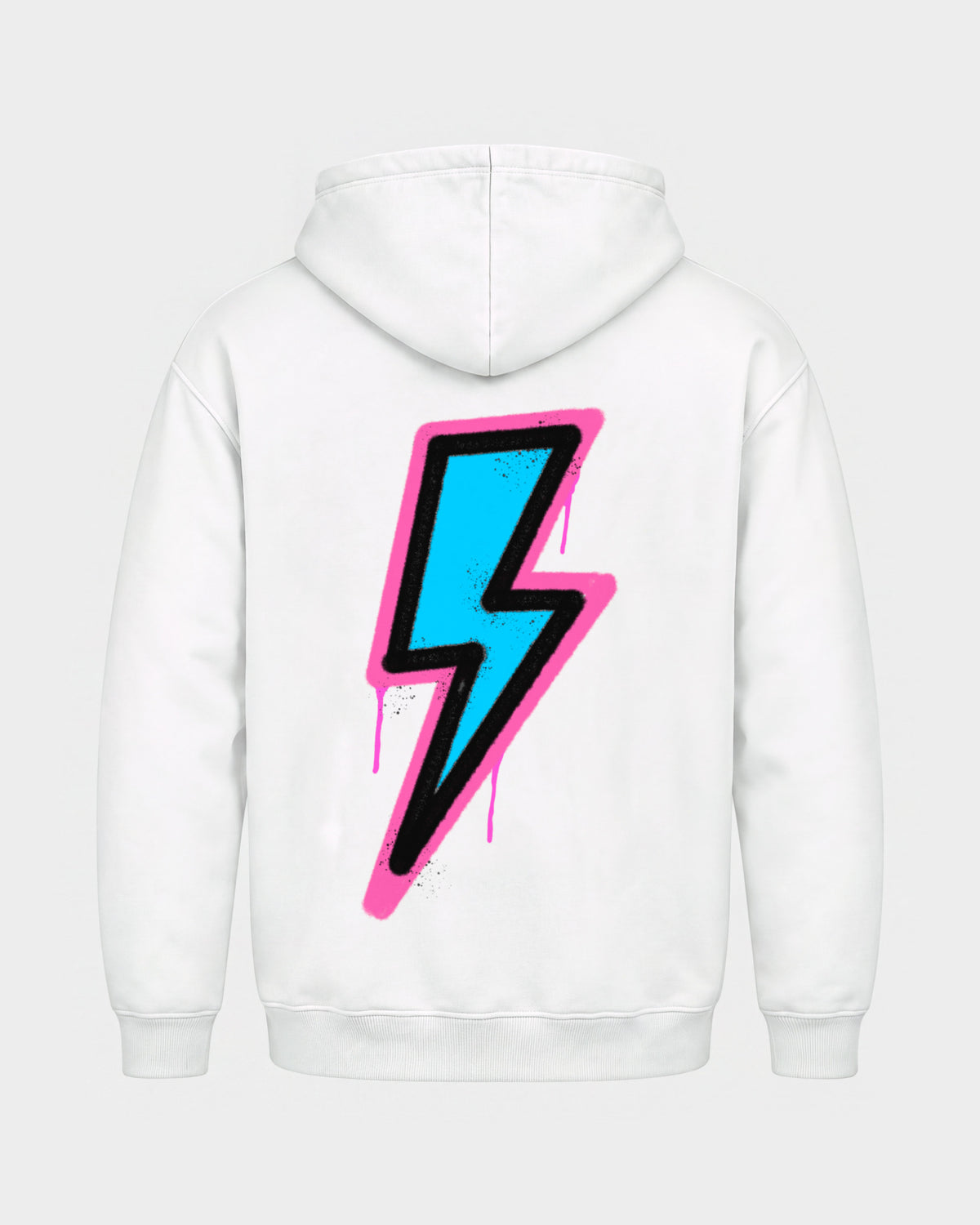 2Fast2Bounce – Basic Hoodie in Weiß, Rückenprint – Hard Nights