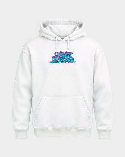 2Fast2Bounce – Basic Hoodie in Weiß, Frontprint – Hard Nights
