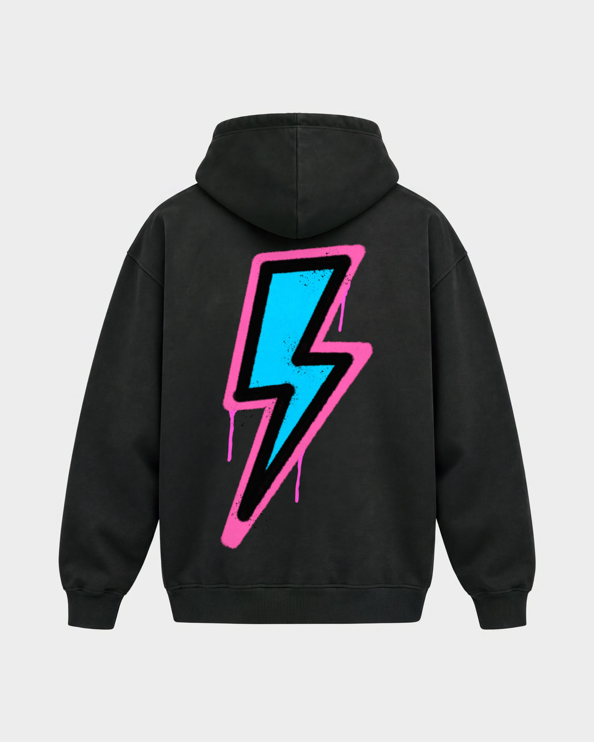 2Fast2Bounce – Oversized Hoodie in Schwarz, Rückenprint – Hard Nights