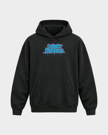 2Fast2Bounce – Oversized Hoodie in Schwarz, Frontprint – Hard Nights