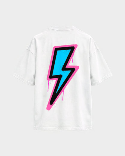 2Fast2Bounce – Oversized Shirt in Weiß, Rückenprint – Hard Nights