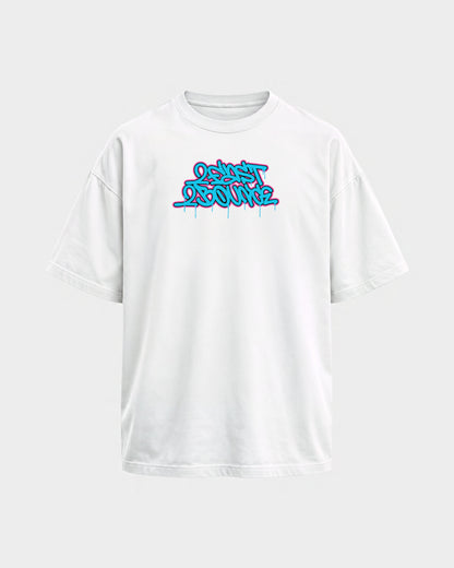 2Fast2Bounce – Oversized Shirt in Weiß, Frontprint – Hard Nights