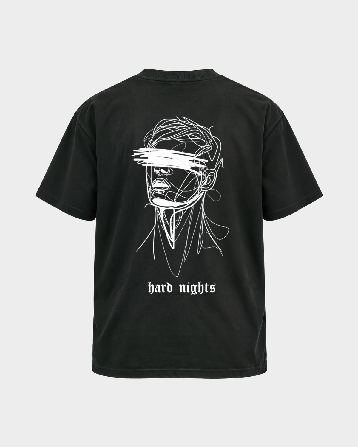 8AM – Basic Shirt in Schwarz, Rückenprint – Hard Nights