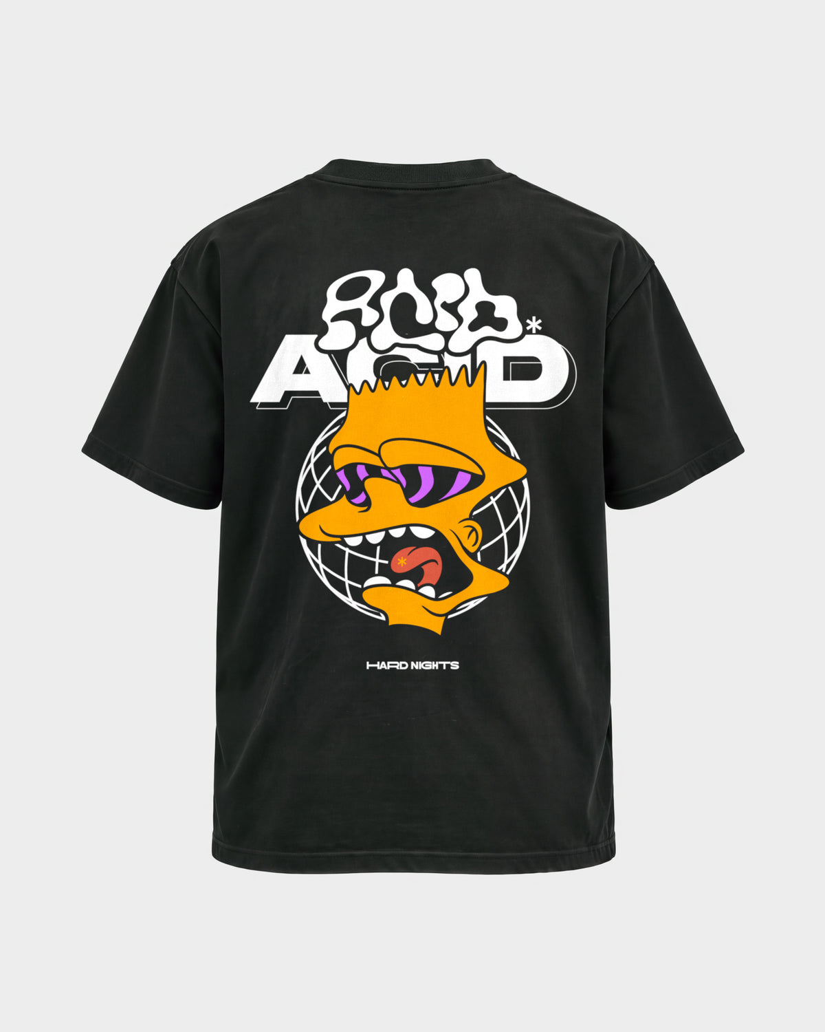 Acid Bart – Basic Shirt in Schwarz, Rückenprint – Hard Nights