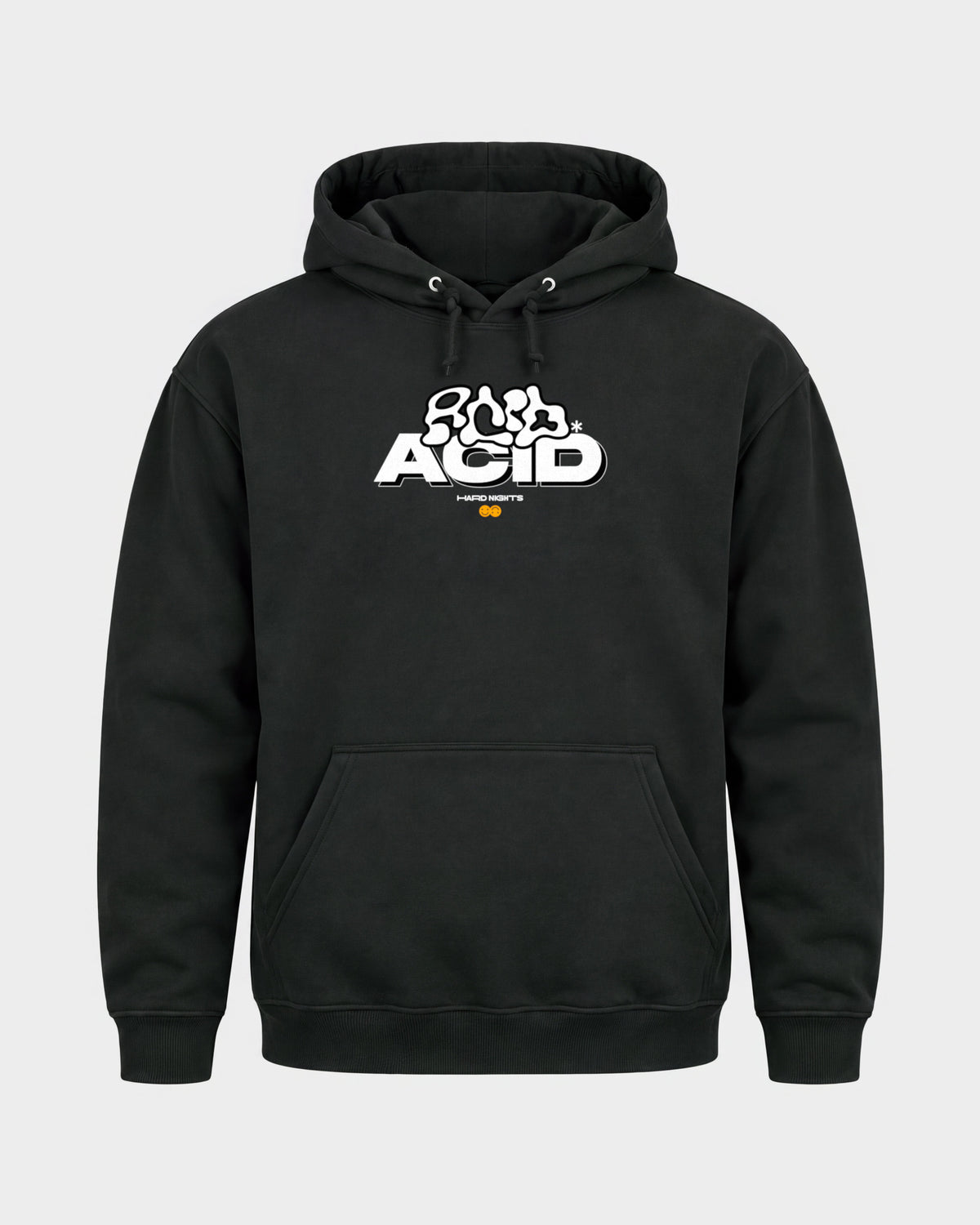 ACID – Basic Hoodie in Schwarz, Frontprint – Hard Nights