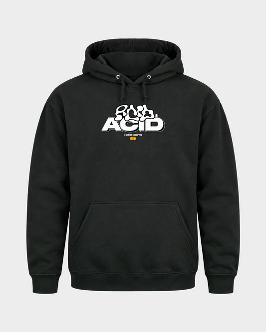 ACID – Basic Hoodie in Schwarz, Frontprint – Hard Nights