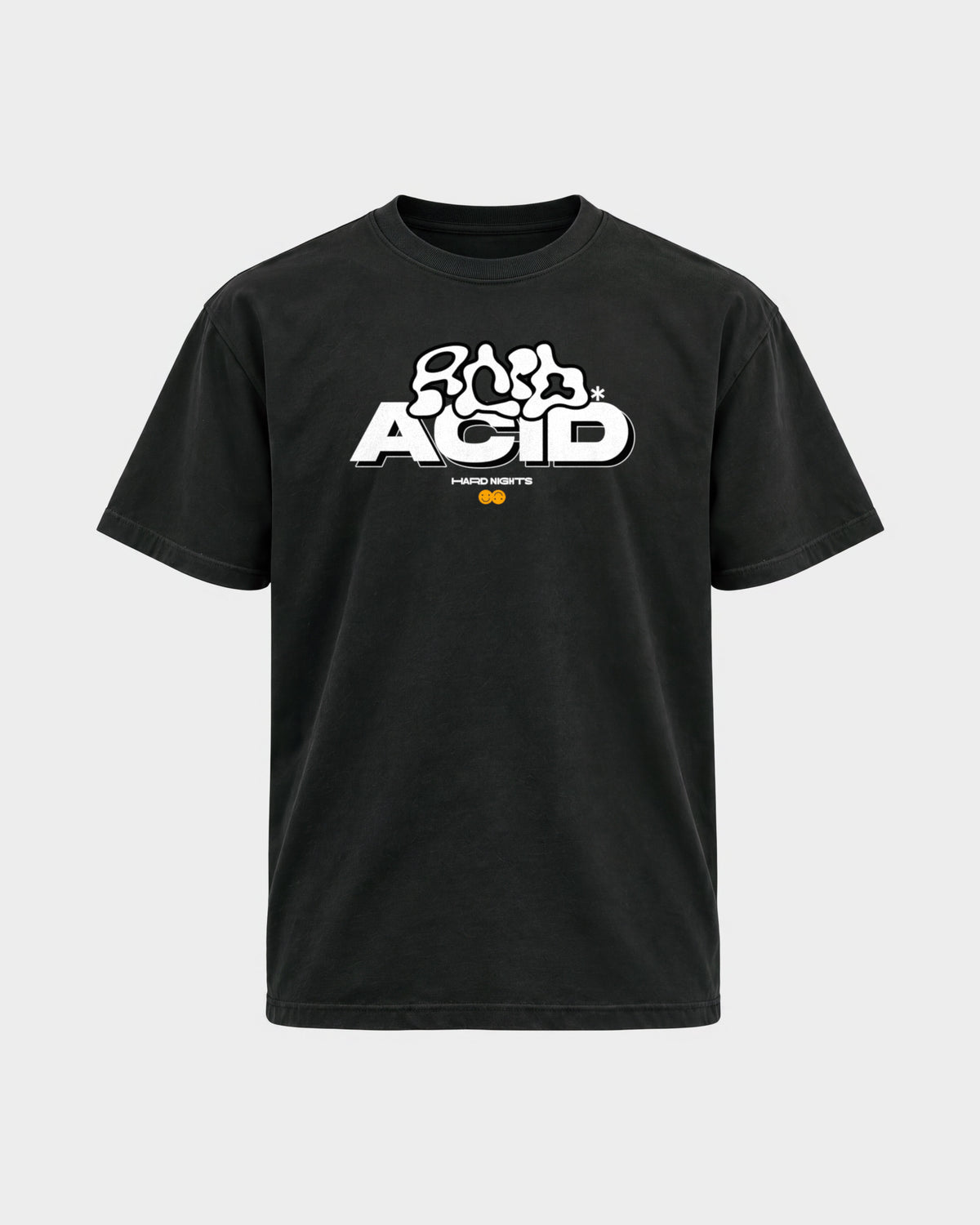 ACID – Basic Shirt in Schwarz, Frontprint – Hard Nights