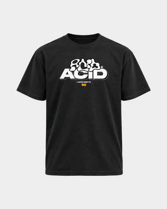 ACID – Basic Shirt in Schwarz, Frontprint – Hard Nights