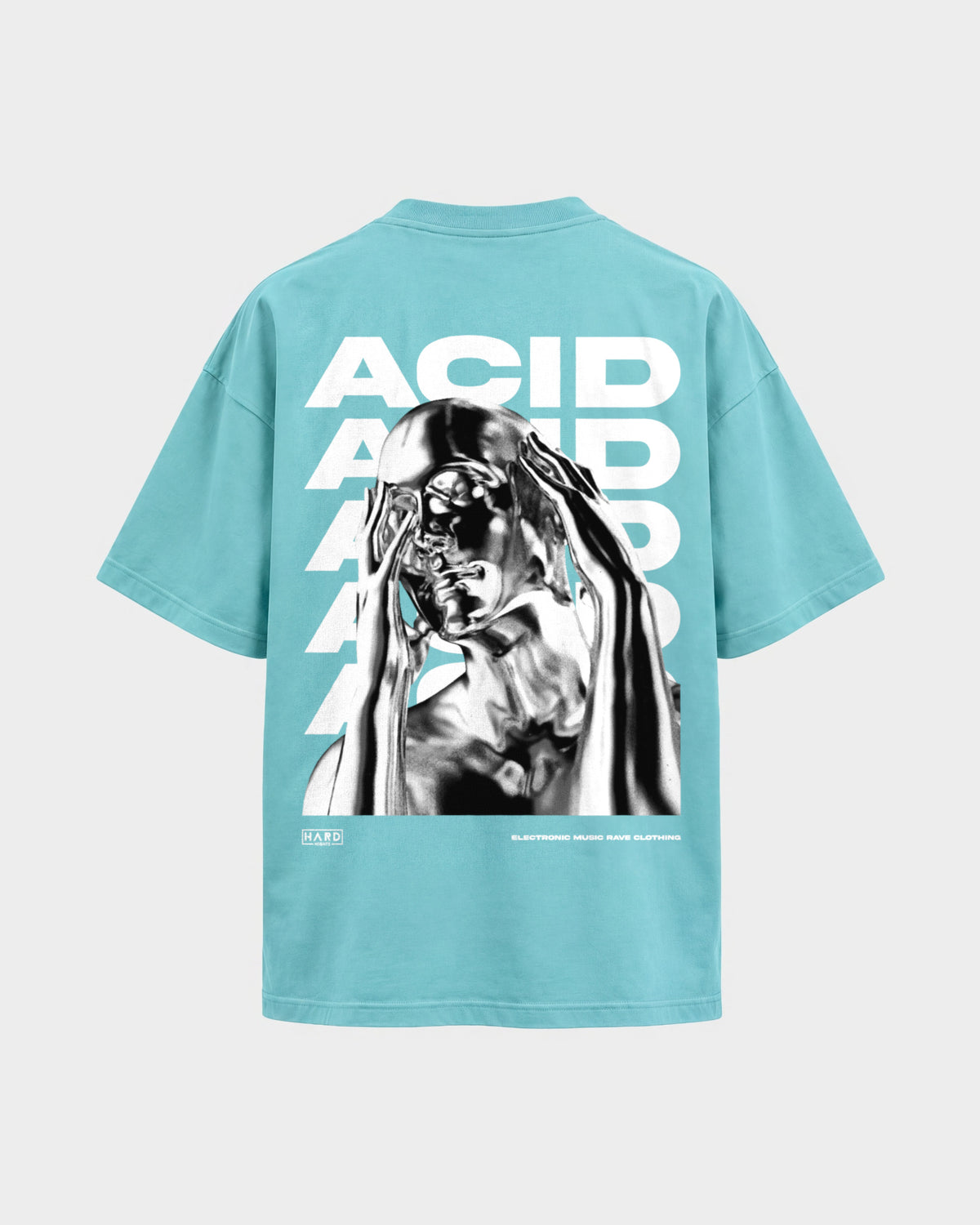 ACID Head – Oversized Shirt in Berylblau, Rückenprint – Hard Nights