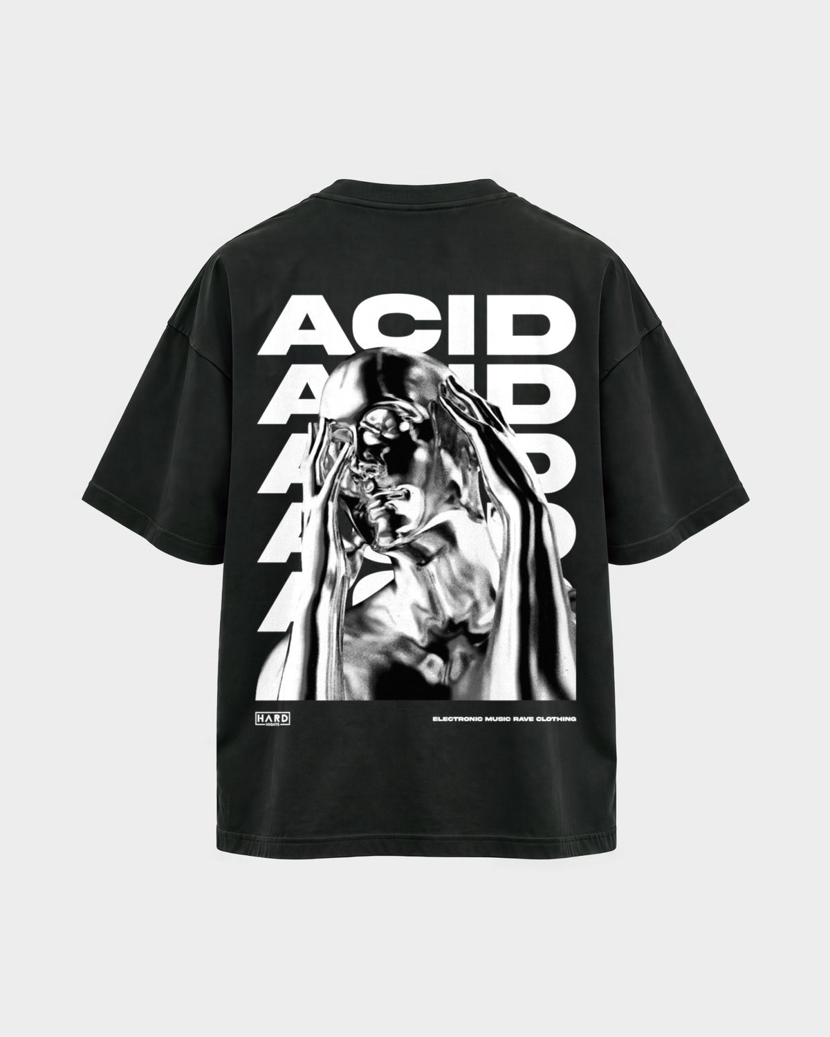 ACID Head – Oversized Shirt in Schwarz, Rückenprint – Hard Nights