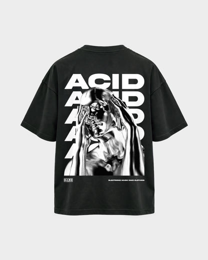 ACID Head – Oversized Shirt in Schwarz, Rückenprint – Hard Nights