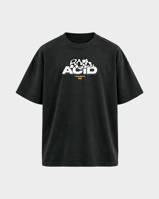 ACID – Oversized Shirt in Schwarz, Frontprint – Hard Nights