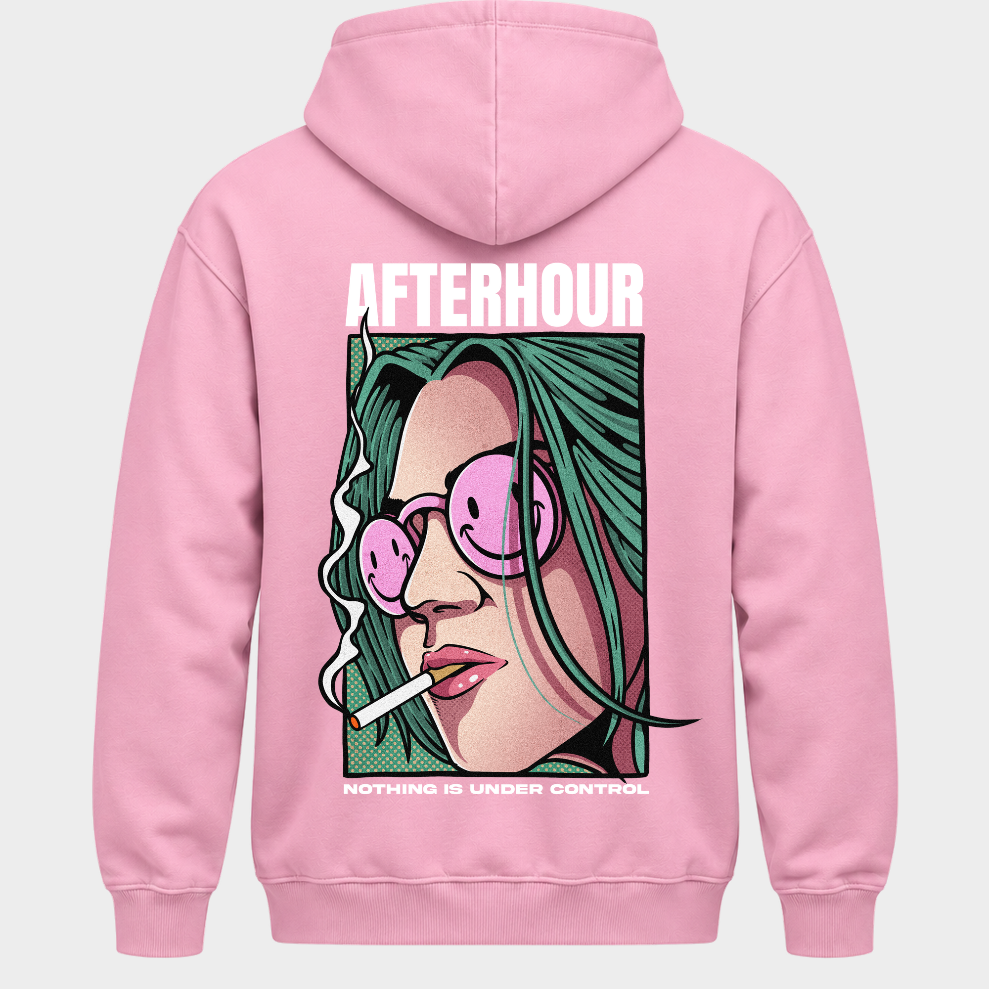 Afterhour – Basic Hoodie in Baby Pink – Rückansicht