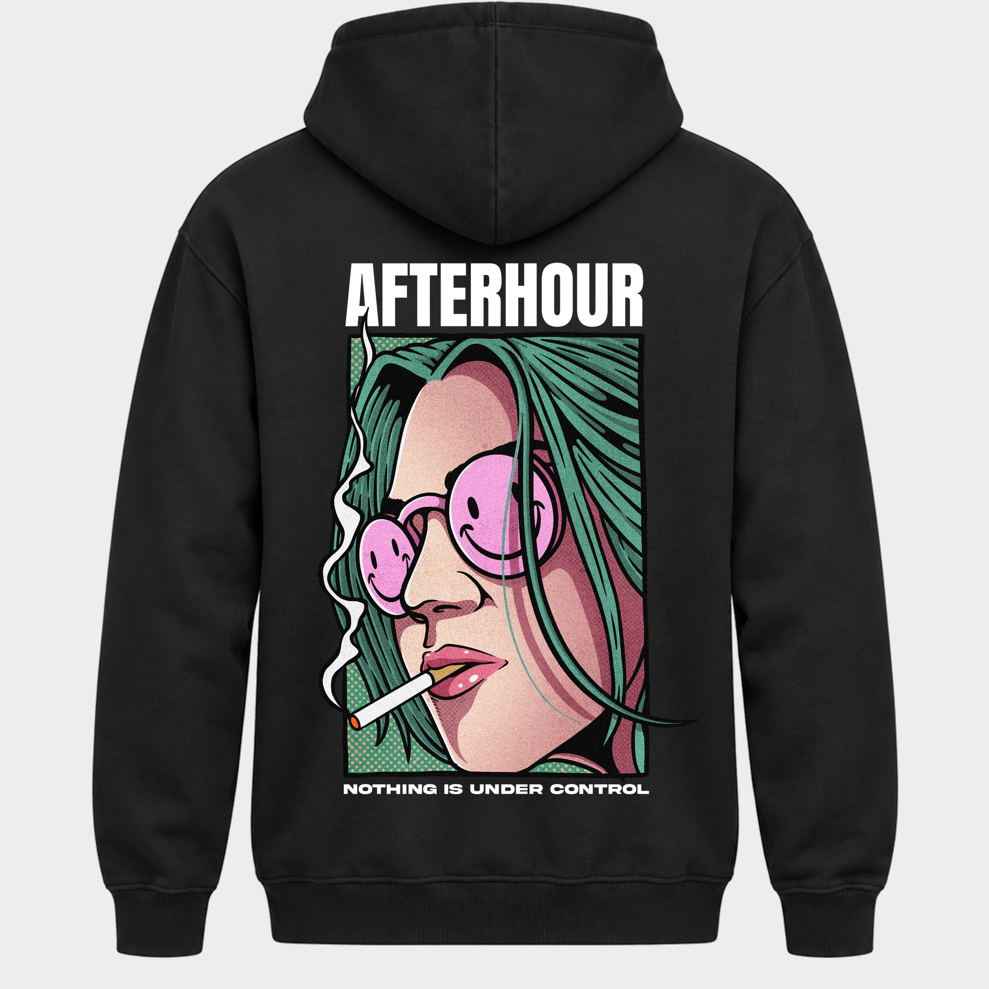 Afterhour – Basic Hoodie in Jet Black – Rückansicht