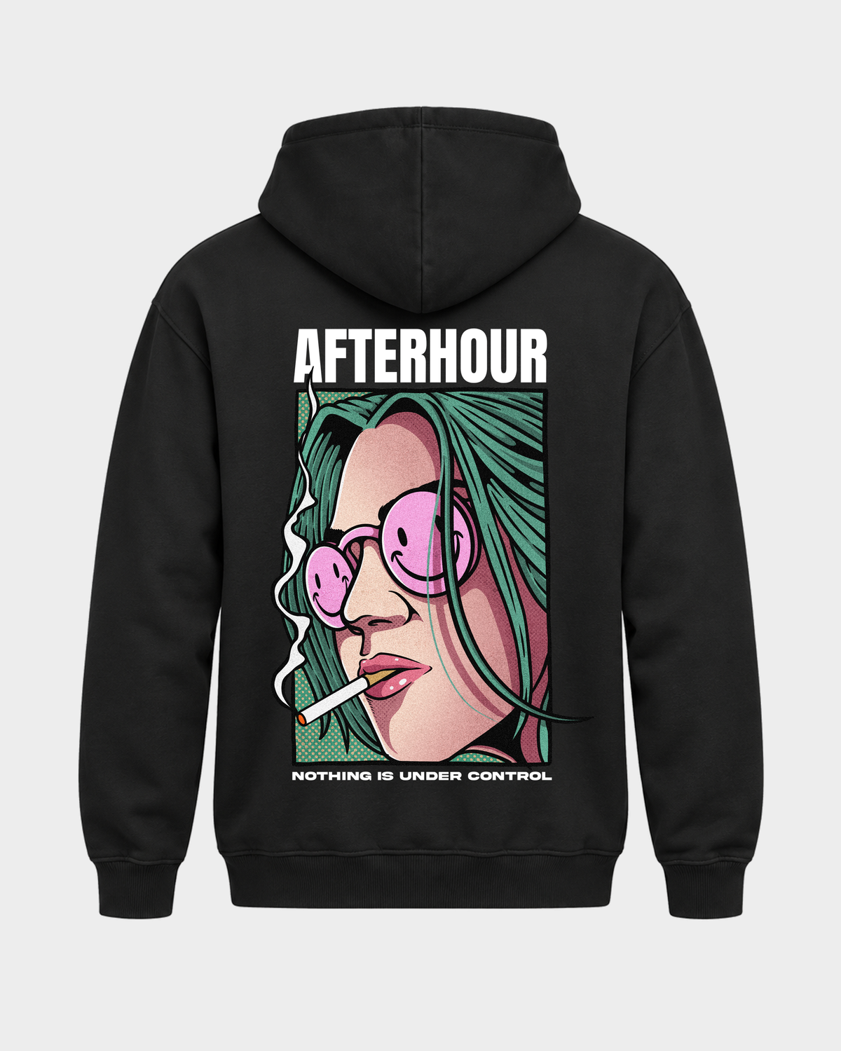 Afterhour – Basic Hoodie in Jet Black – Rückansicht