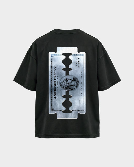 American excess – Oversized Shirt in Schwarz, Rückenprint – Hard Nights
