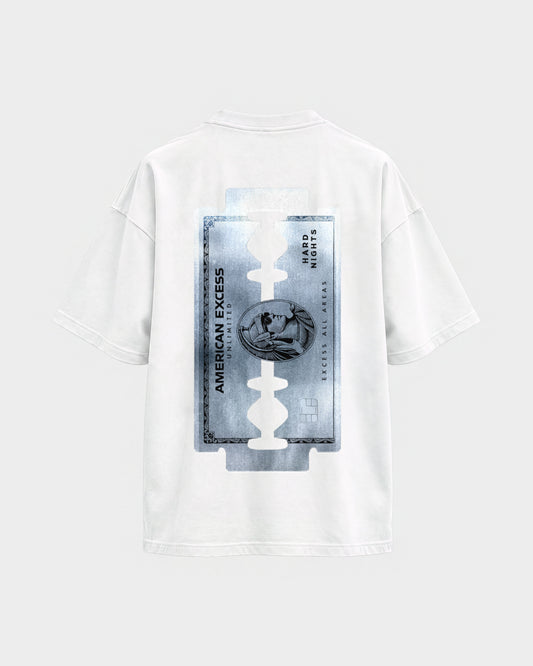 American excess – Oversized Shirt in Weiß, Rückenprint – Hard Nights