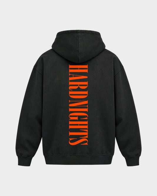 Angel – Oversized Hoodie in Schwarz, Rückenprint – Hard Nights