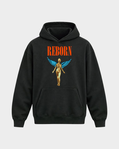Angel – Oversized Hoodie in Schwarz, Frontprint – Hard Nights