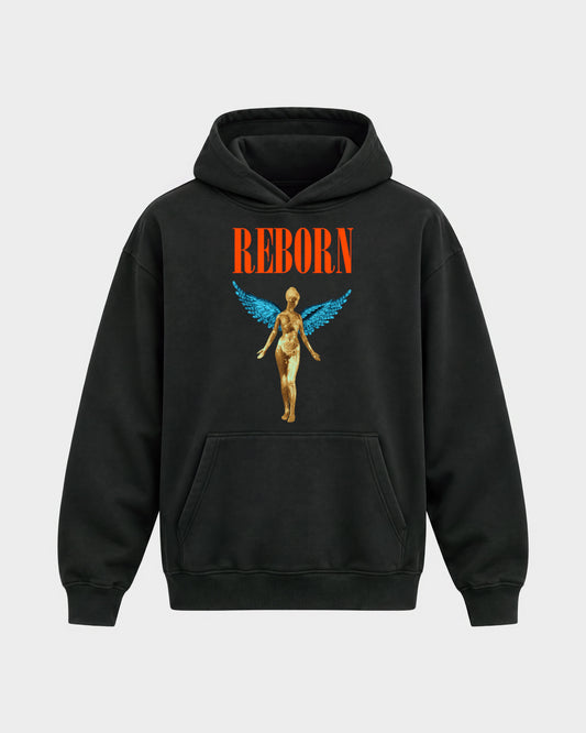 Angel – Oversized Hoodie in Schwarz, Frontprint – Hard Nights