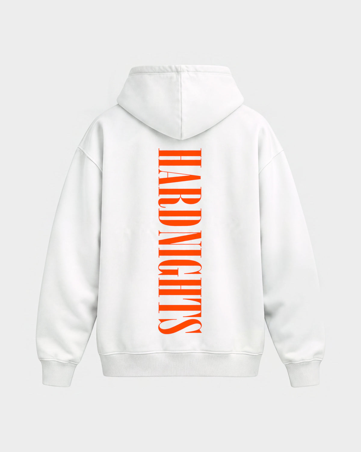 Angel – Oversized Hoodie in Weiß, Rückenprint – Hard Nights
