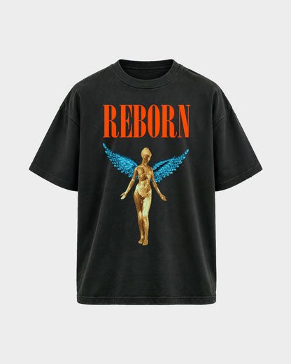 Angel – Oversized Shirt in Schwarz, Frontprint – Hard Nights