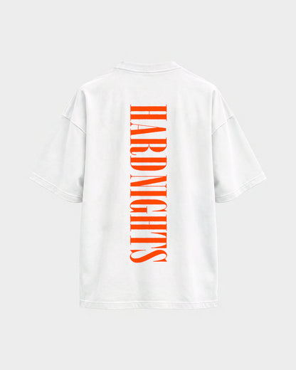 Angel – Oversized Shirt in Weiß, Rückenprint – Hard Nights