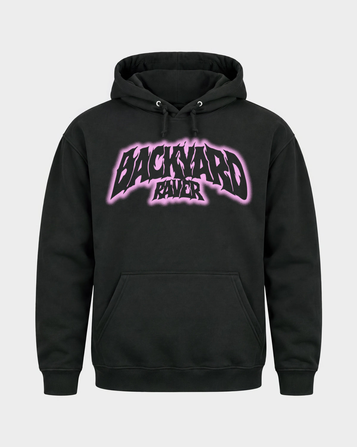 Backyard raver – Basic Hoodie in Schwarz, Frontprint – Hard Nights