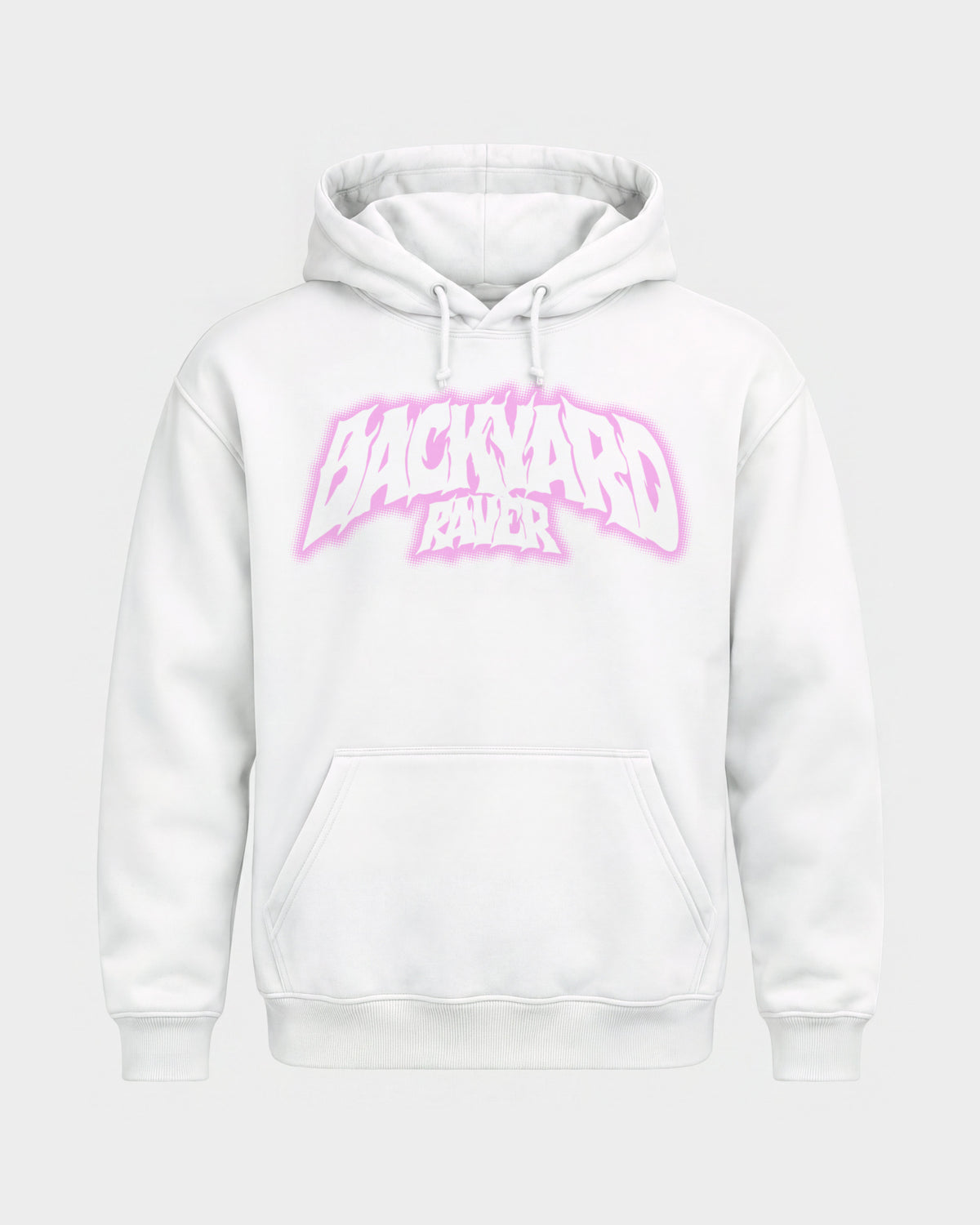 Backyard raver – Basic Hoodie in Weiß, Frontprint – Hard Nights