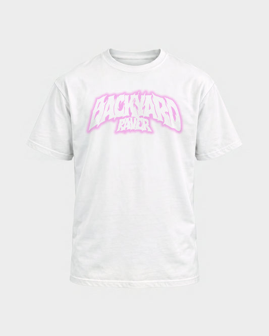 Backyard raver – Basic Shirt in Weiß, Frontprint – Hard Nights