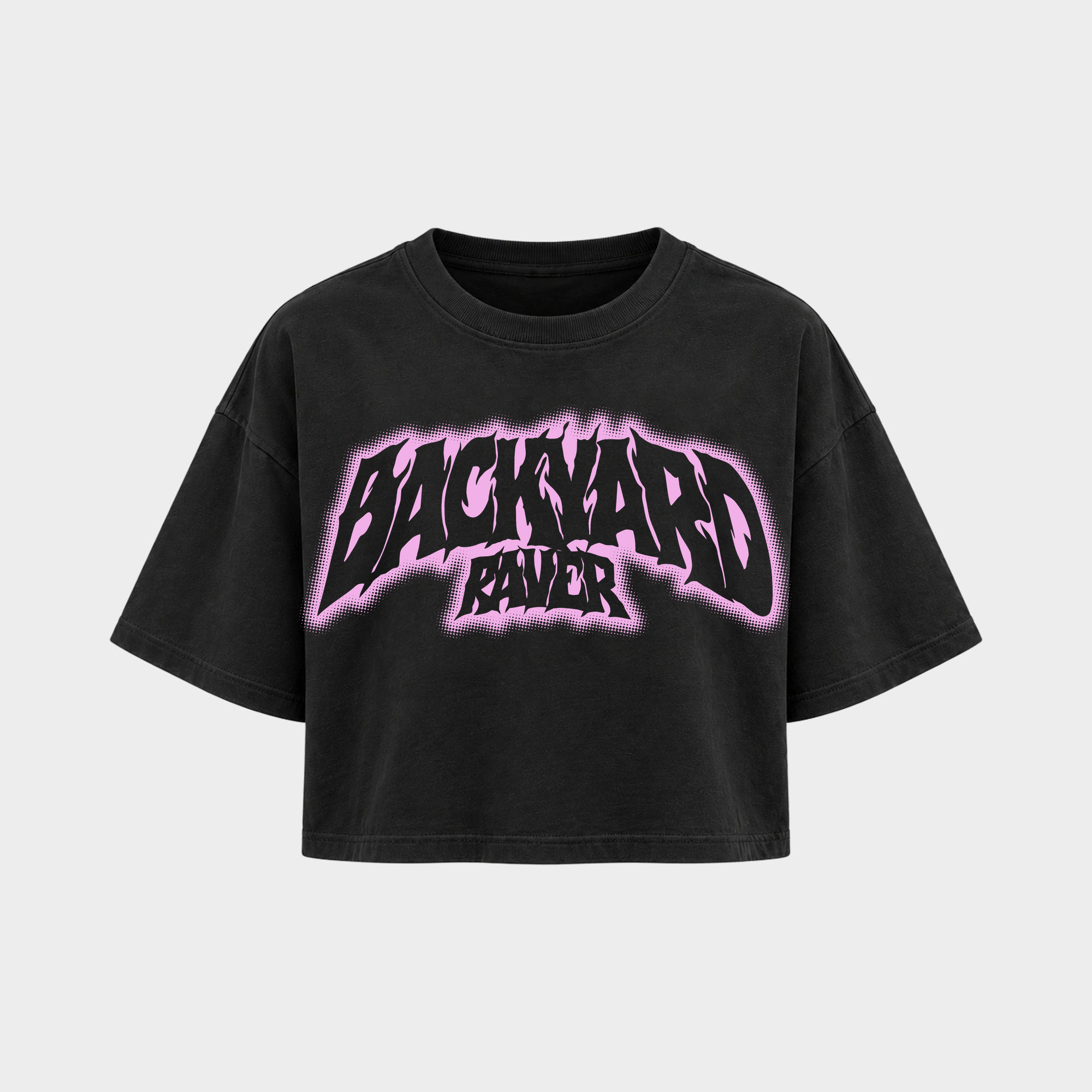 Backyard raver – Crop Top in Schwarz – Vorderansicht