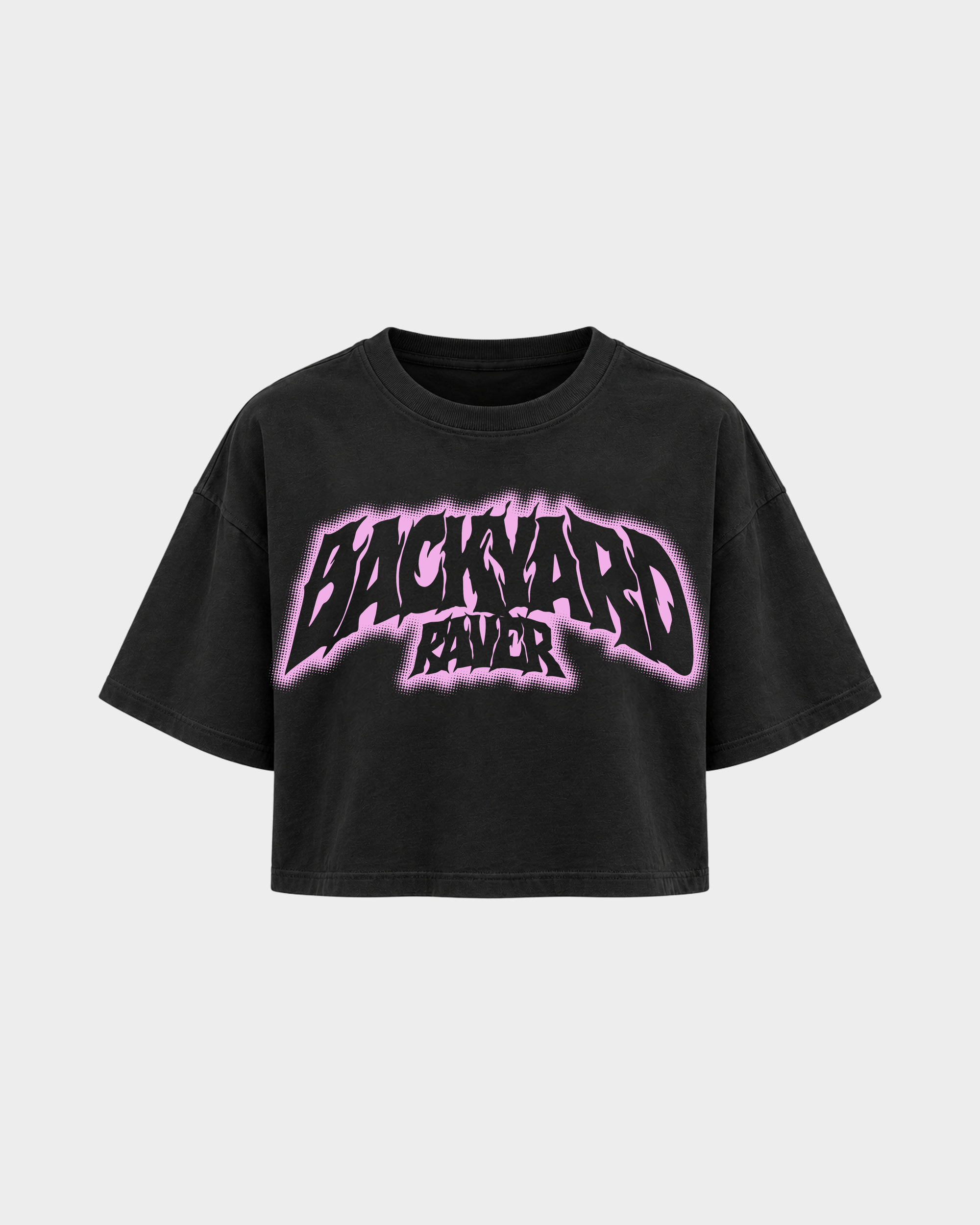 Backyard raver – Crop Top in Schwarz – Vorderansicht