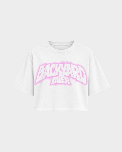 Backyard raver – Crop Top in Weiß – Vorderansicht