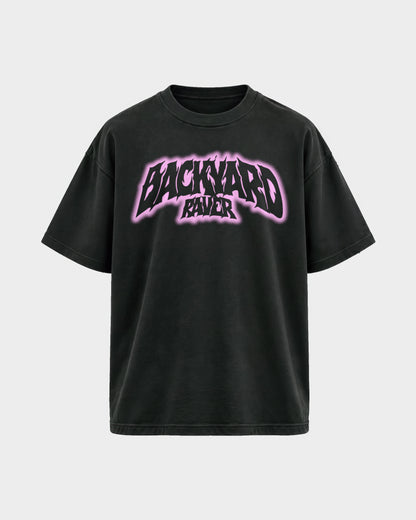 Backyard raver – Oversized Shirt in Schwarz, Frontprint – Hard Nights
