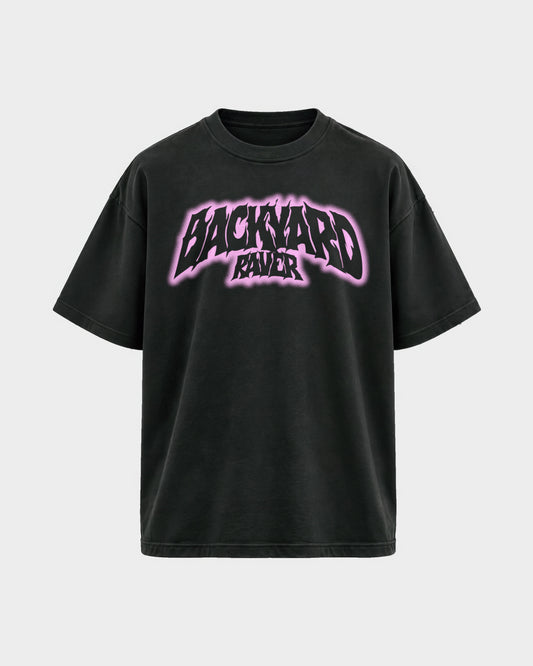 Backyard raver – Oversized Shirt in Schwarz, Frontprint – Hard Nights