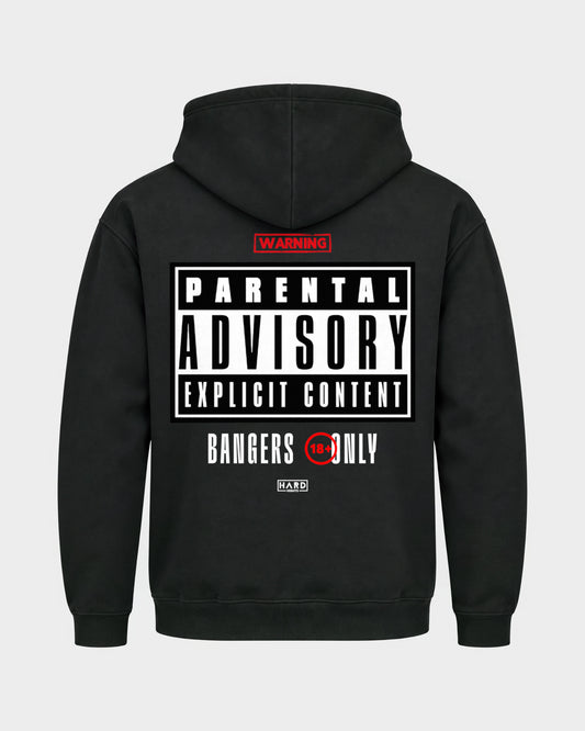Bangers only – Basic Hoodie in Schwarz, Rückenprint – Hard Nights