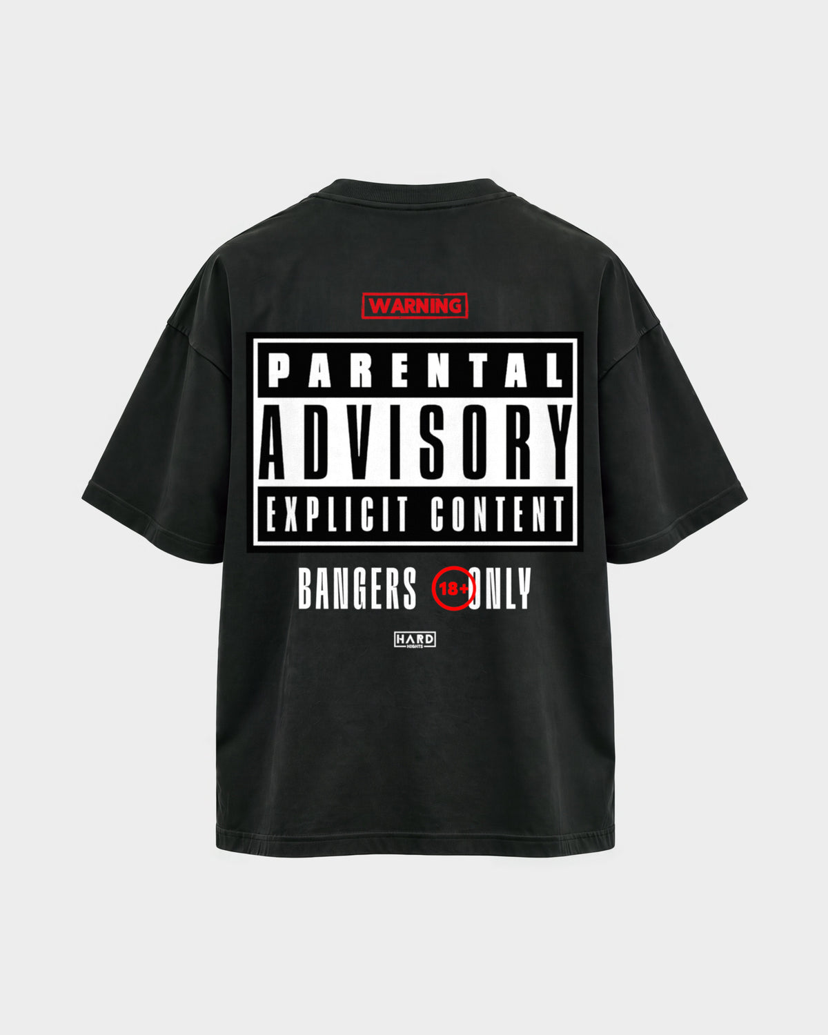 Bangers only – Oversized Shirt in Schwarz, Rückenprint – Hard Nights