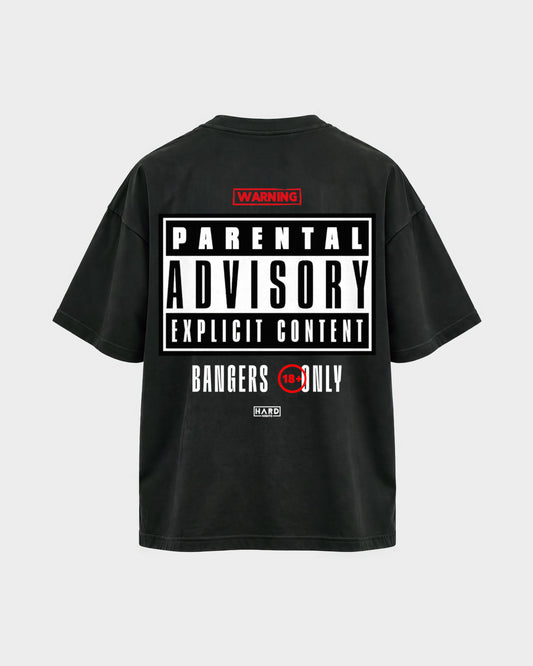 Bangers only – Oversized Shirt in Schwarz, Rückenprint – Hard Nights