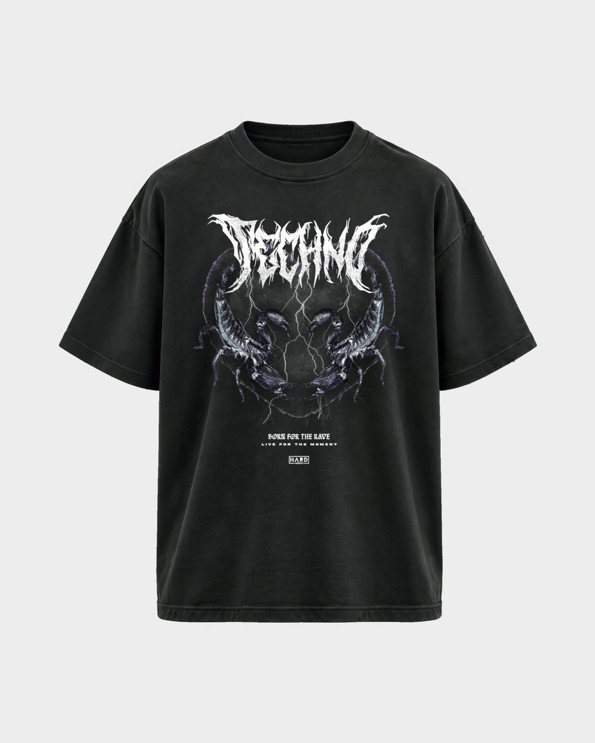 Born for the rave – Oversized Shirt in Schwarz, Frontprint – Hard Nights