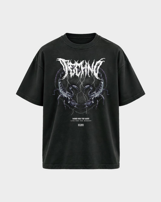 Born for the rave – Oversized Shirt in Schwarz, Frontprint – Hard Nights