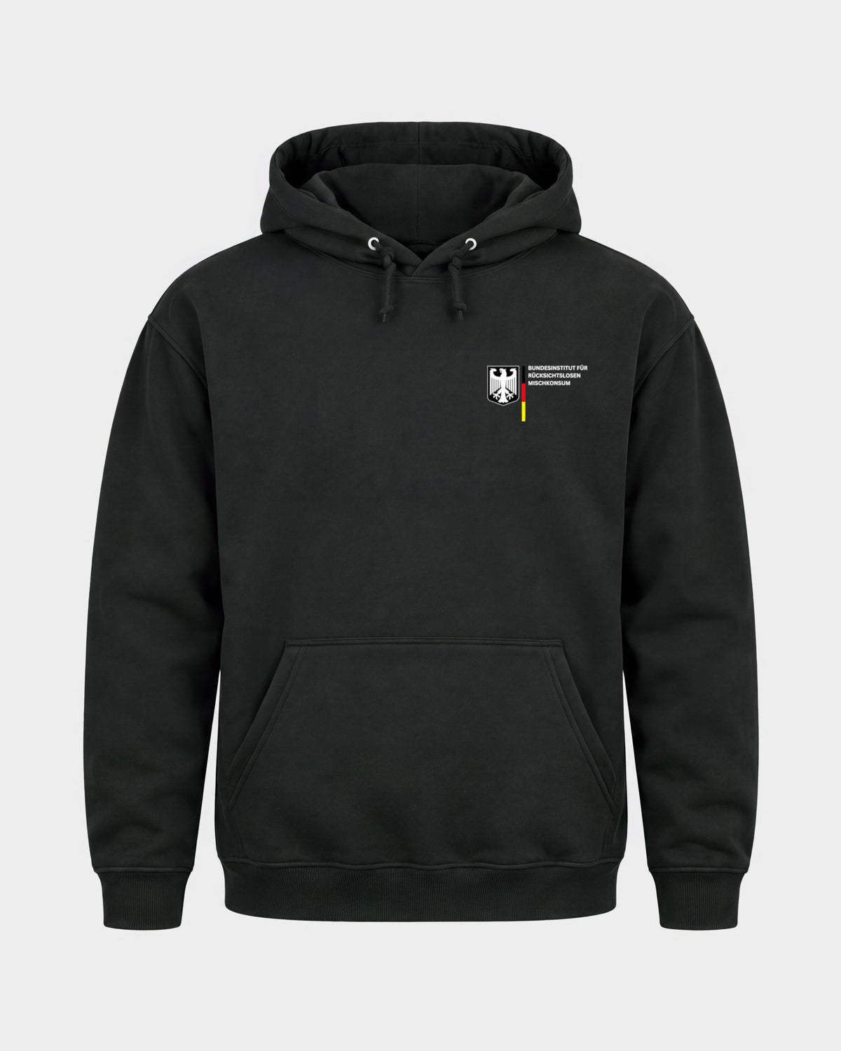 Bundesinstitut – Basic Hoodie in Schwarz, Frontprint – Hard Nights