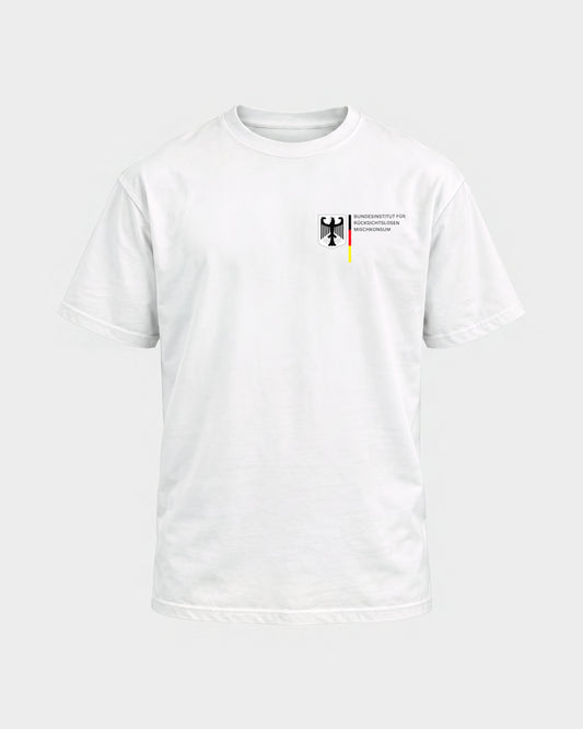 Bundesinstitut – Basic Shirt in Weiß, Frontprint – Hard Nights