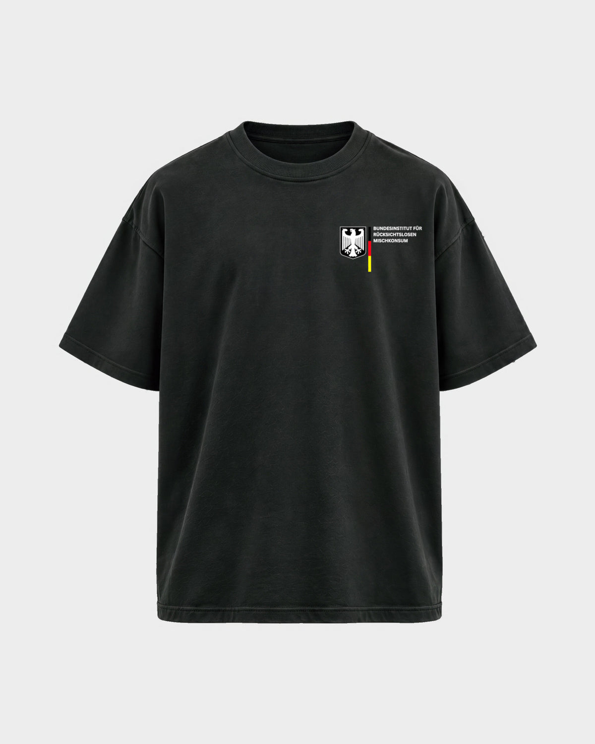 Bundesinstitut – Oversized Shirt in Schwarz, Frontprint – Hard Nights