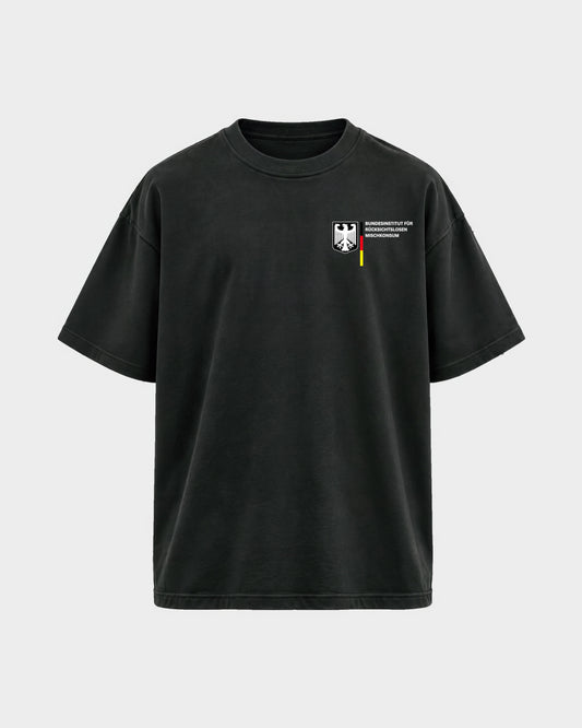 Bundesinstitut – Oversized Shirt in Schwarz, Frontprint – Hard Nights