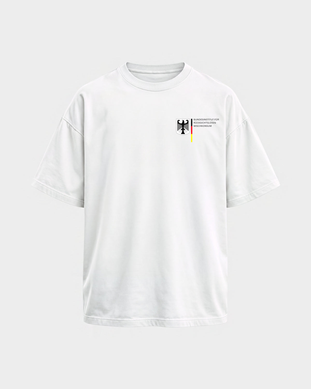 Bundesinstitut – Oversized Shirt in Weiß, Frontprint – Hard Nights