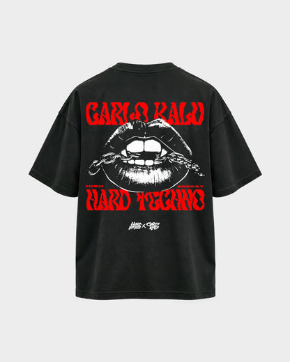 Carlo Kalu x Hard Nights: High Energy – Oversized Shirt in Schwarz, Rückenprint – Hard Nights