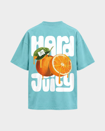 Charly Juice x Hard Nights: Hard but Juicy – Oversized Shirt in Berylblau, Rückenprint – Hard Nights
