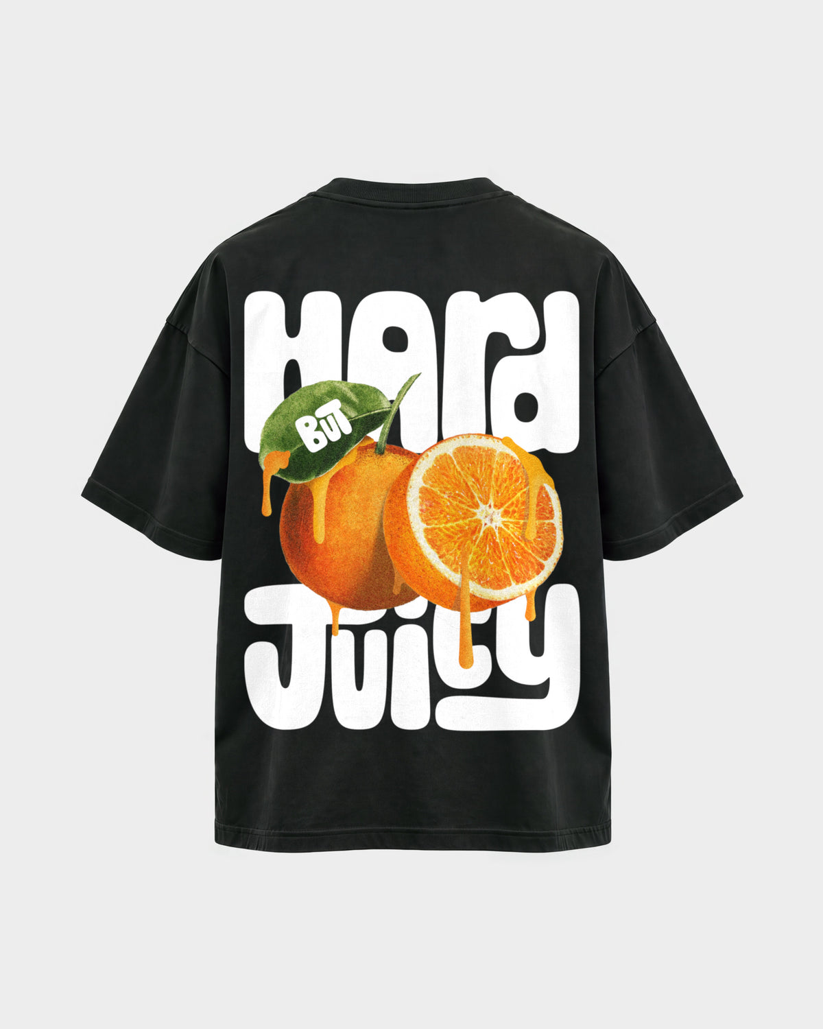 Charly Juice x Hard Nights: Hard but Juicy – Oversized Shirt in Schwarz, Rückenprint – Hard Nights