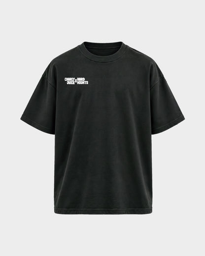 Charly Juice x Hard Nights: Hard but Juicy – Oversized Shirt in Schwarz, Frontprint – Hard Nights
